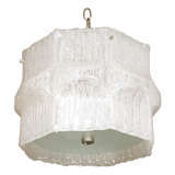 Textured molded lucite chandelier with glass undershade